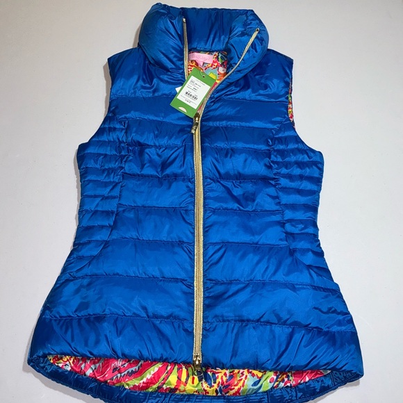 Lilly Pulitzer Jackets & Blazers - Lilly Pulitzer NWT Allie Packable Vest Brewster Blue $198 Size XXS